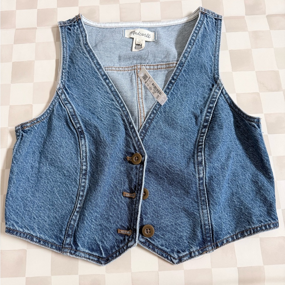 NWT Madewell Light Blue Denim Vest